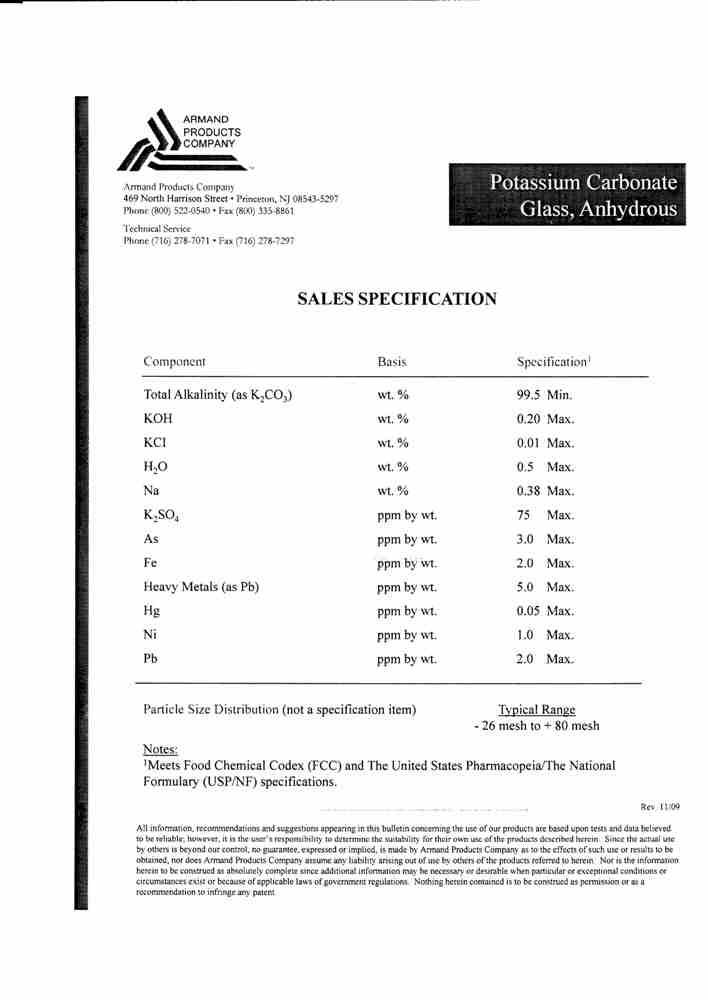 美國(guó)產(chǎn)碳酸鉀（K2CO3）中國(guó)市場(chǎng)開發(fā)